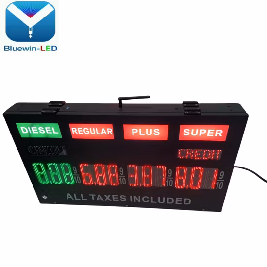 Caja de luz regular de doble cara, 16 pulgadas, 8,88, 9/10 LED, señal de precio de gasolina construida